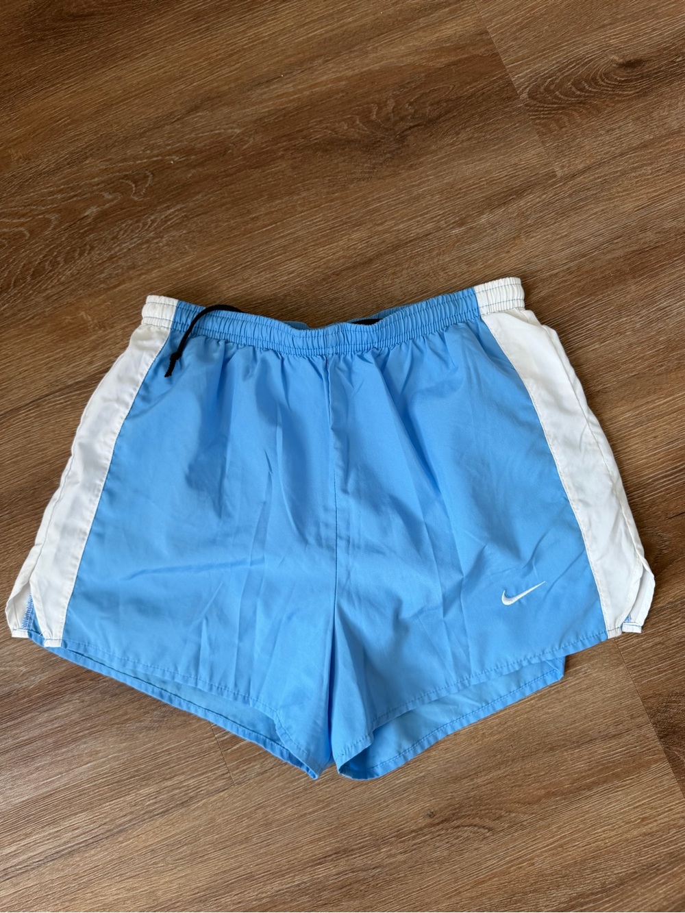 Nike Women's Sky Blue Athletic Shorts with White Panels